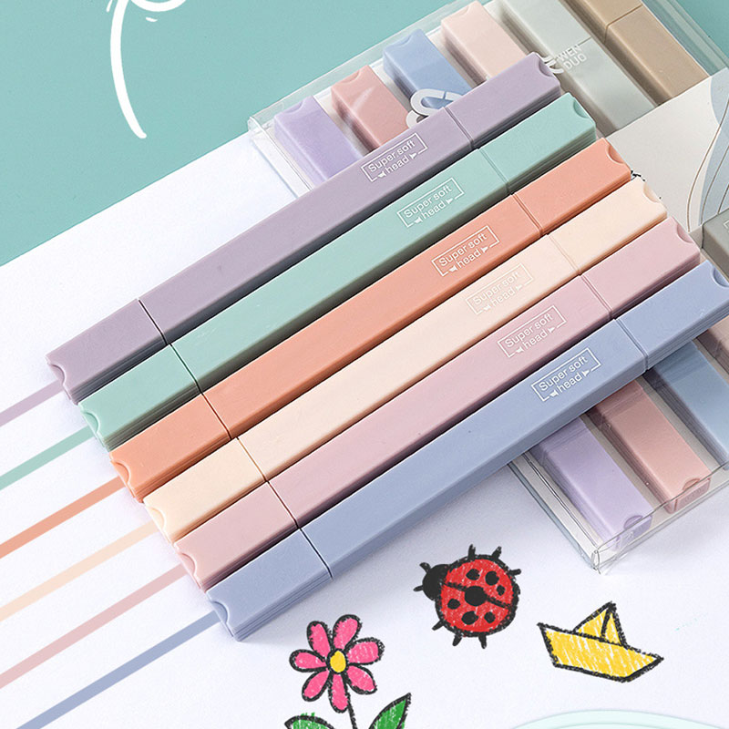 6 PCS Double Side Highlighter  - Pastel Highlighter Set Double Ended 评论和价格