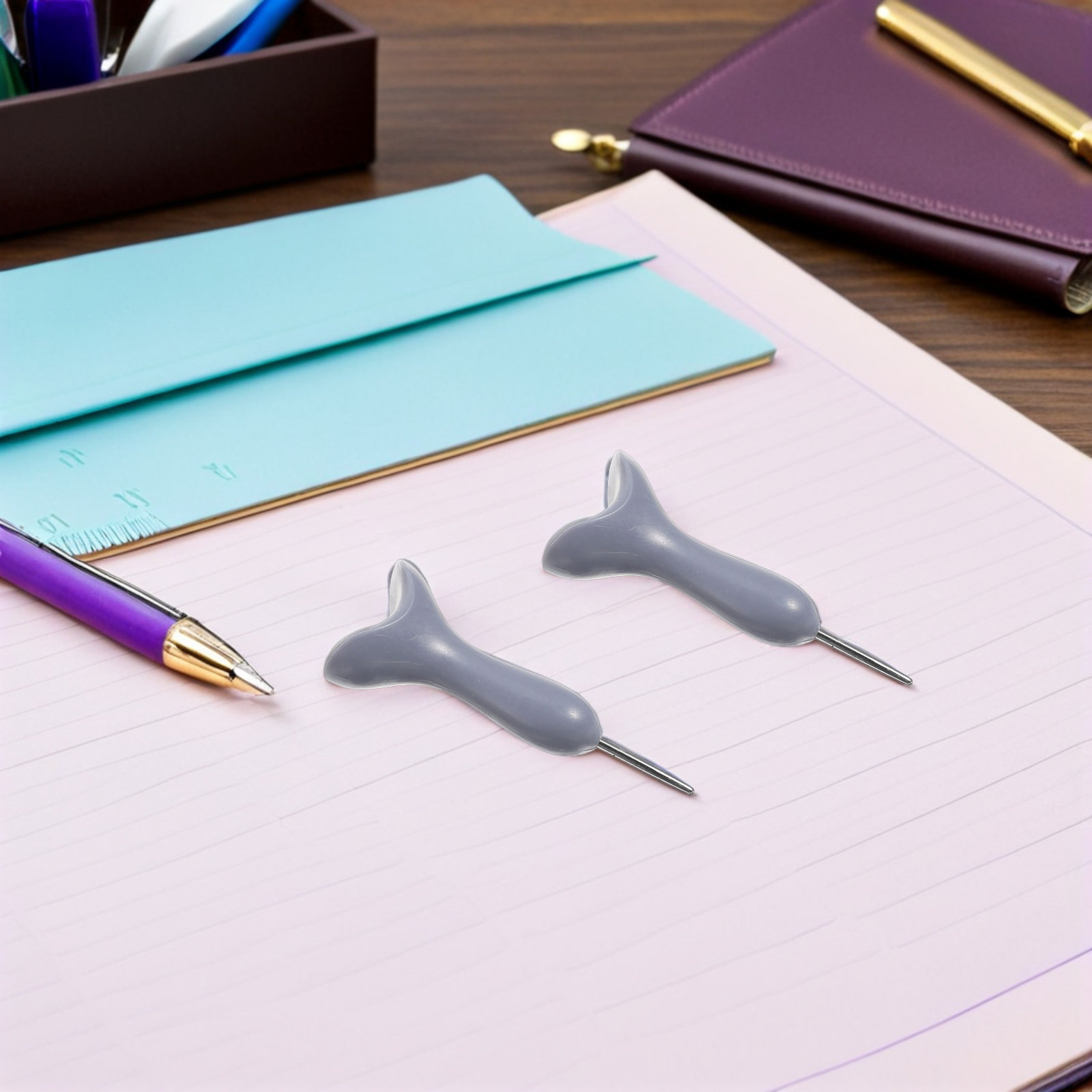 2Pcs Braille Stylus Pen Grey L - Writing Tools 评论和价格