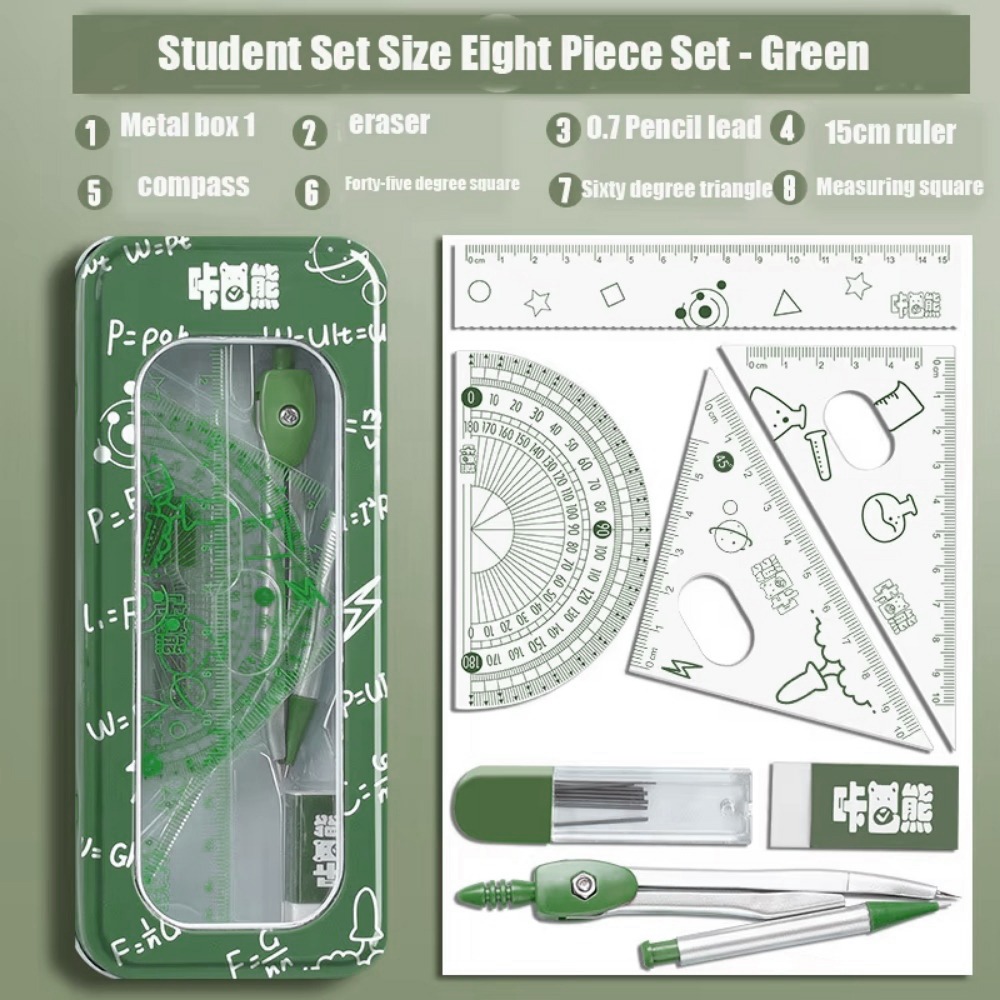 8Pcs/Set Multifunctional Math  - Math Geometry Set With Compass 评论和价格